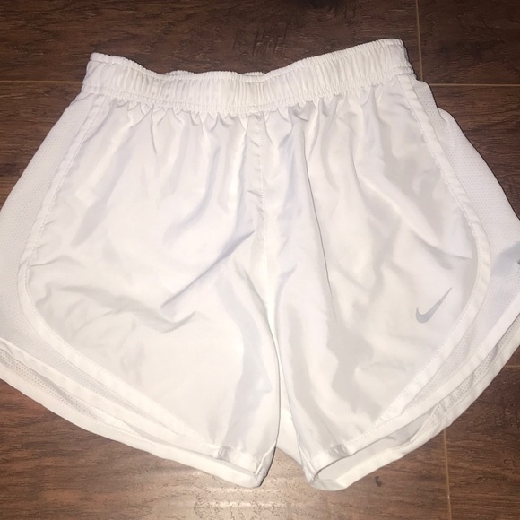 white nike track shorts